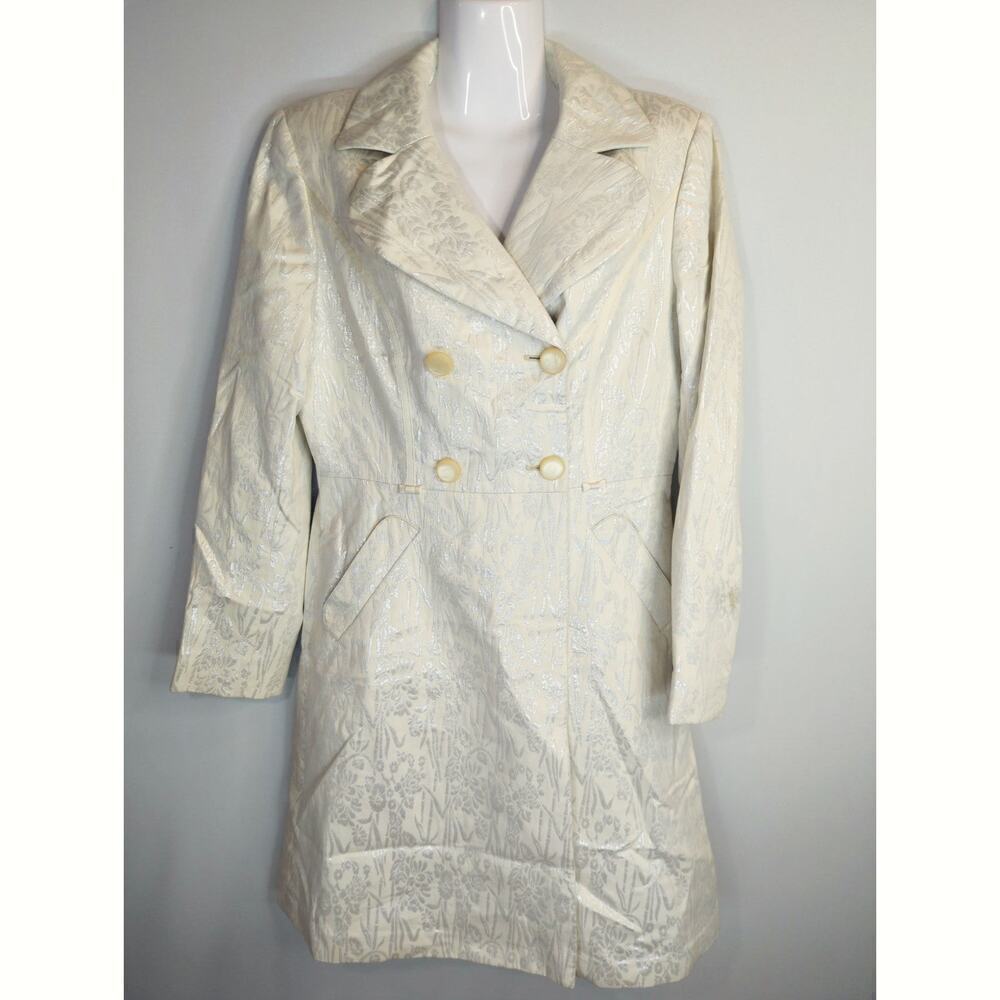 Cole Haan Collective Cream Brocade Double Breasted Blazer Dress Office Size 8